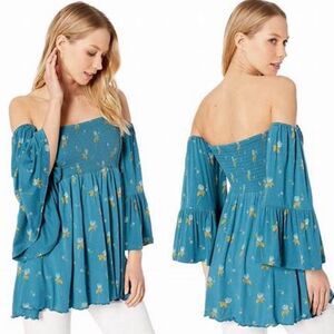 NWT Free People Lana Ocean Blue Tunic Size M